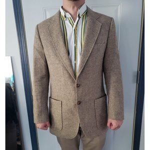 90s Tan Wool Blazer With Elbow Patches